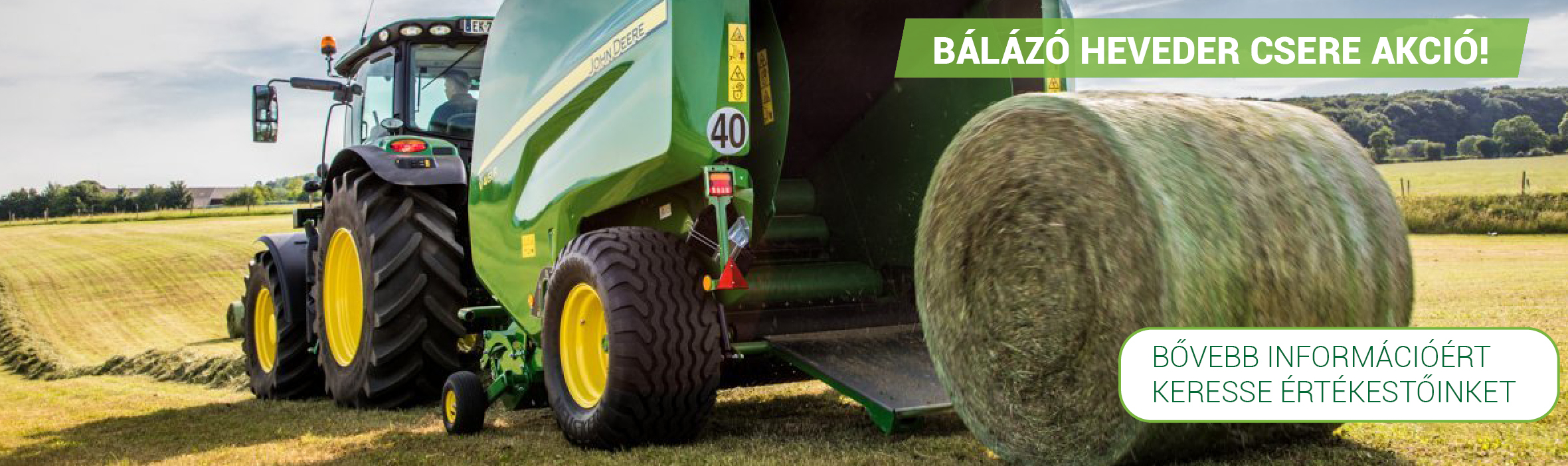 John Deere hevederes bálázó