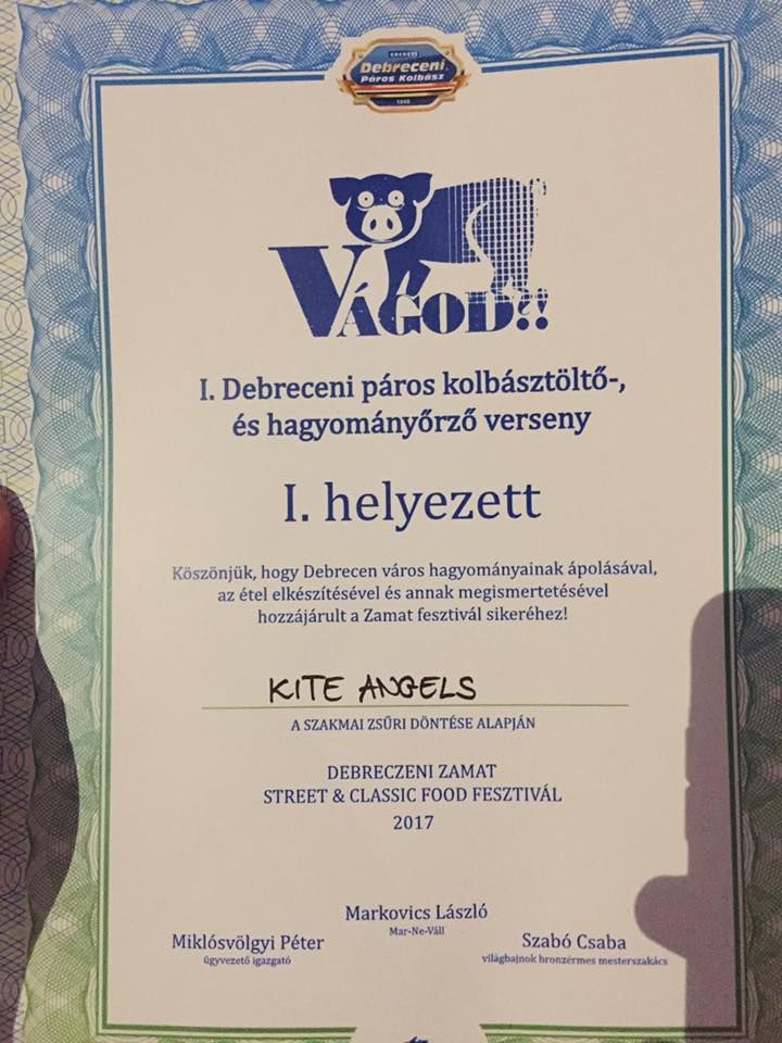 A győztes csapat, a KITE Angels oklevele