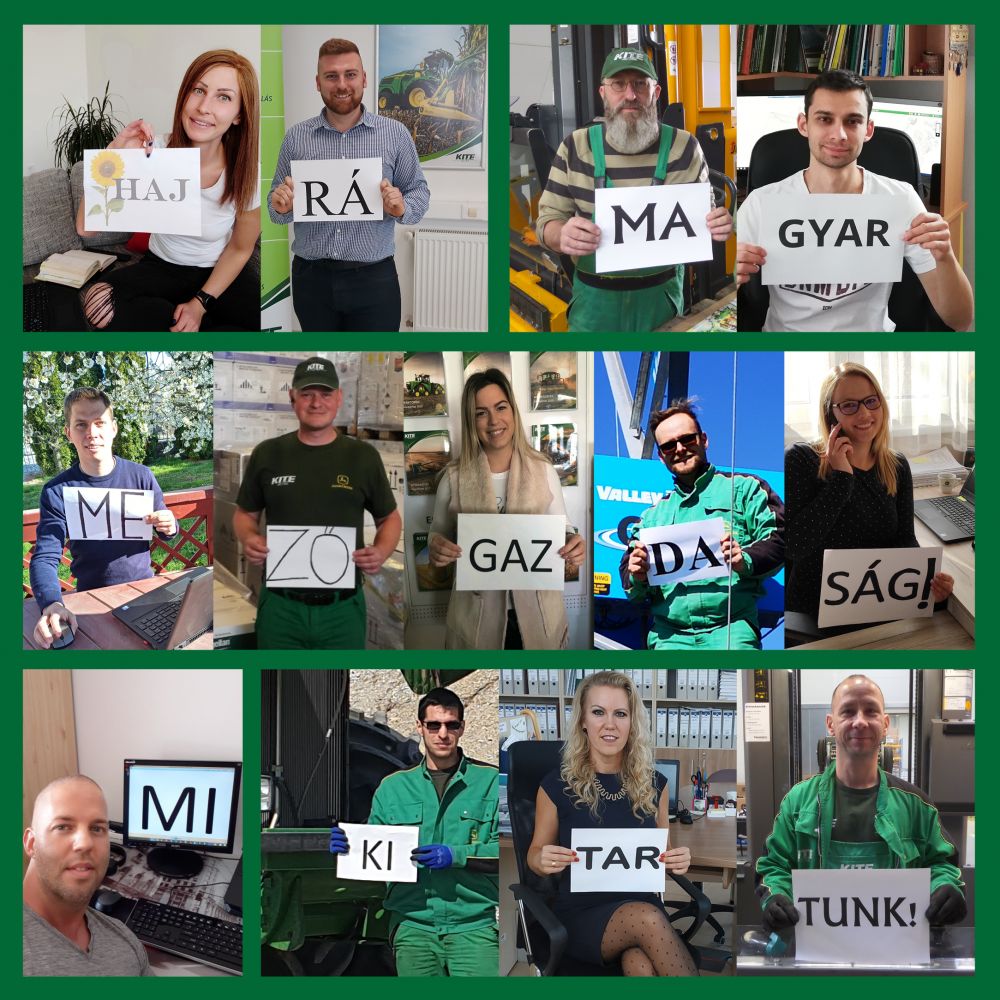 Montázs a kollégáink üzenetével: Hajrá magyar mezőgazdaság! Mi kitartunk!