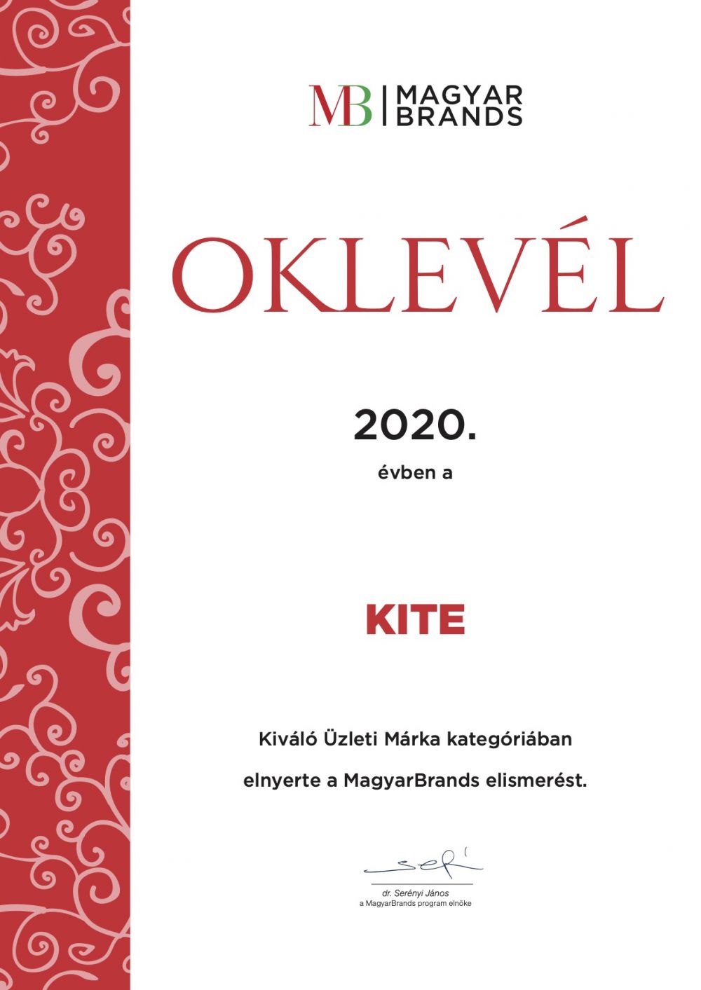 magyar brands oklevél