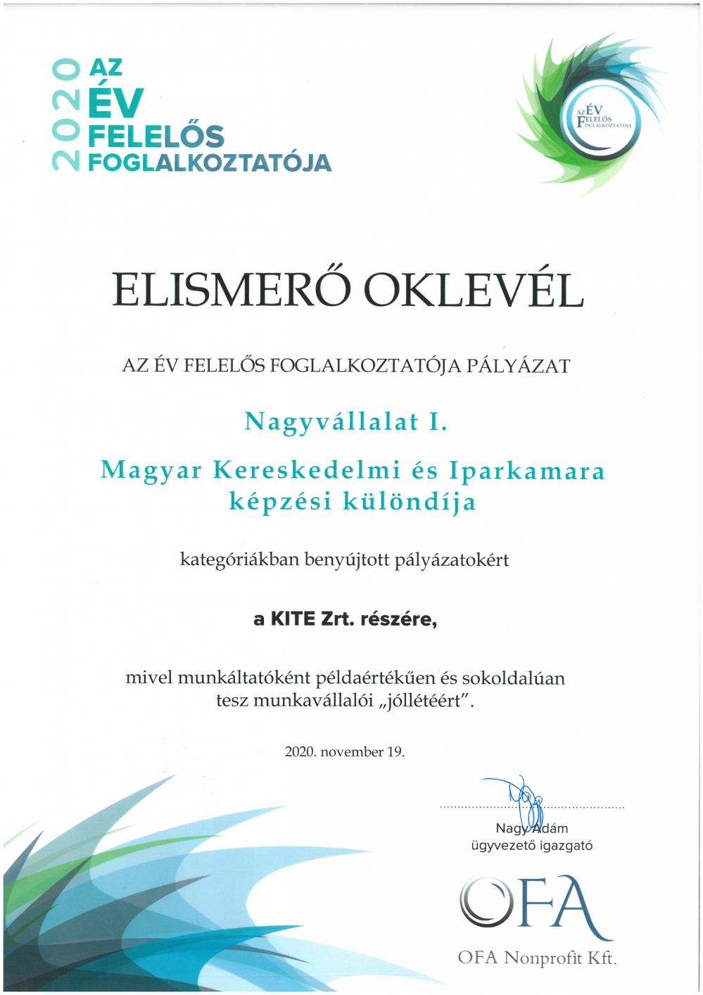 elismerő oklevél