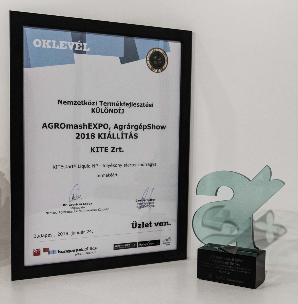 A KITEstart Liquid díja a 2018-as Agromashexpon