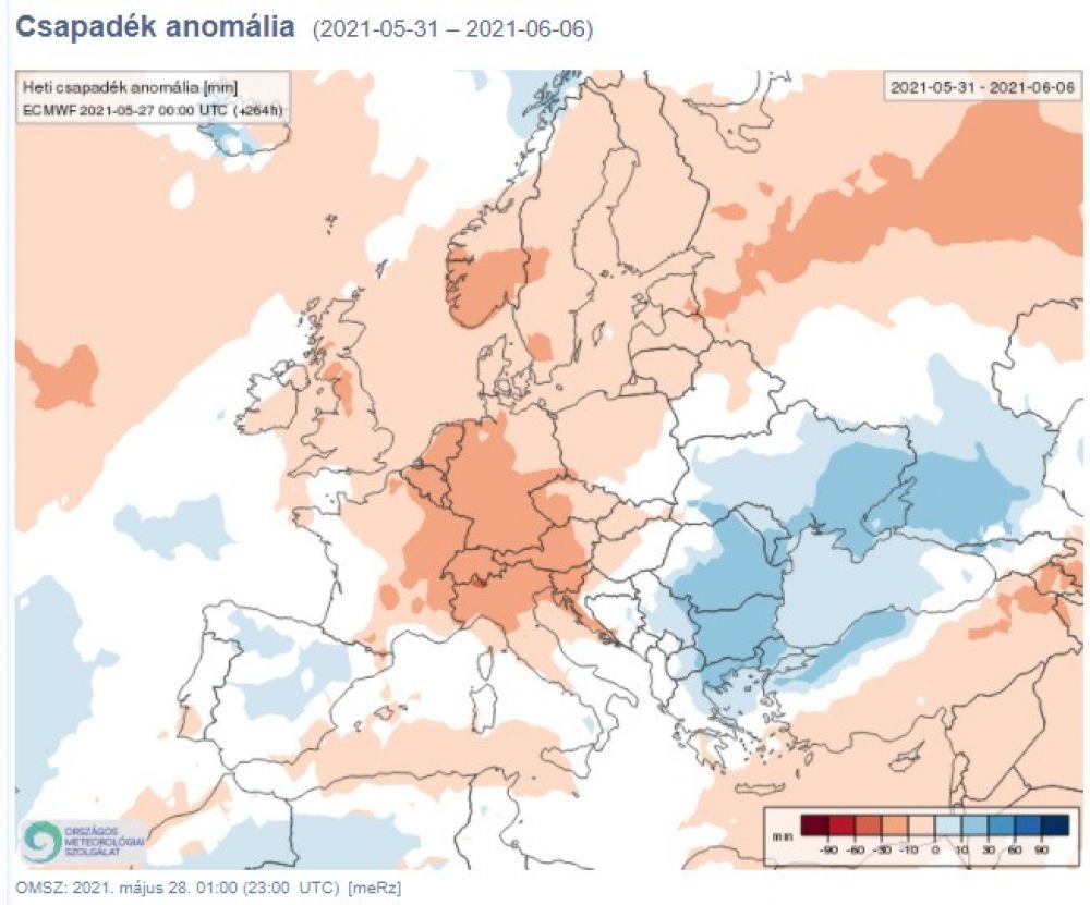 csapadék anomália európa