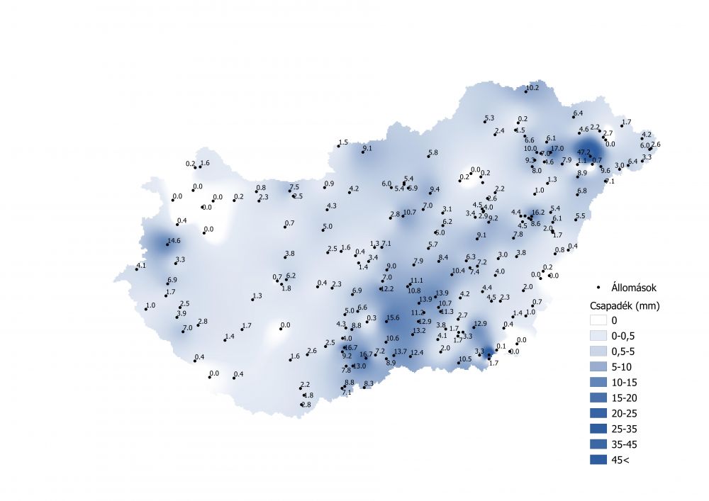 heti csapadékmennyiség