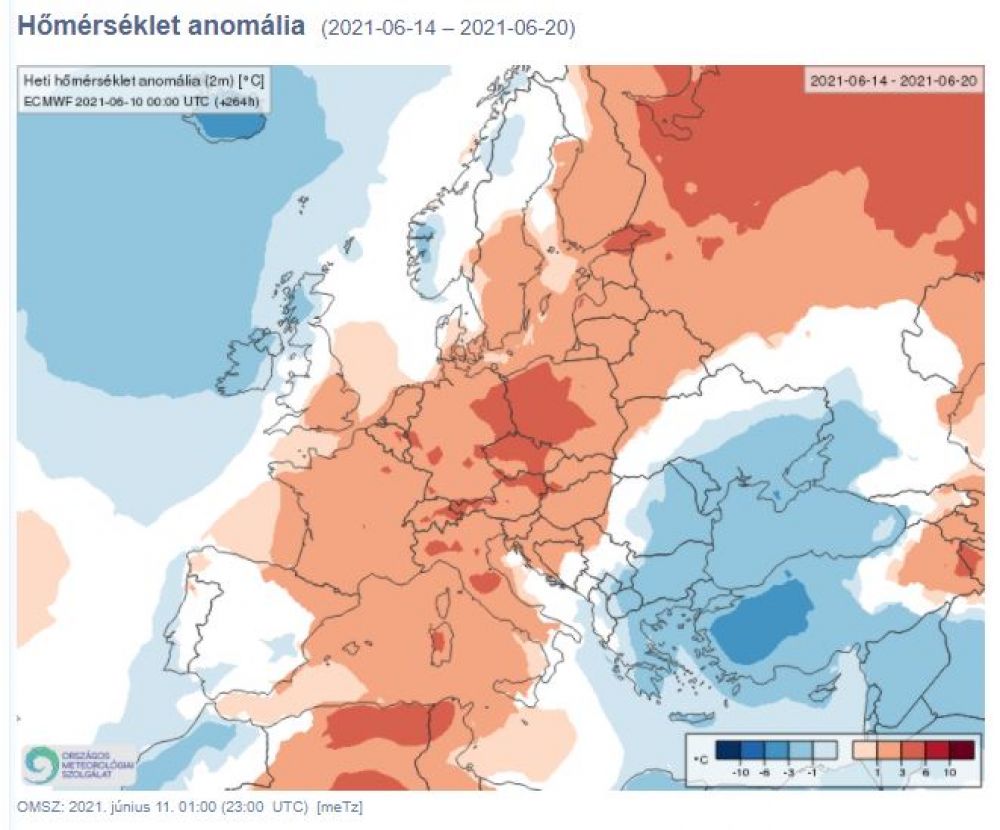 európa hőmérséklet