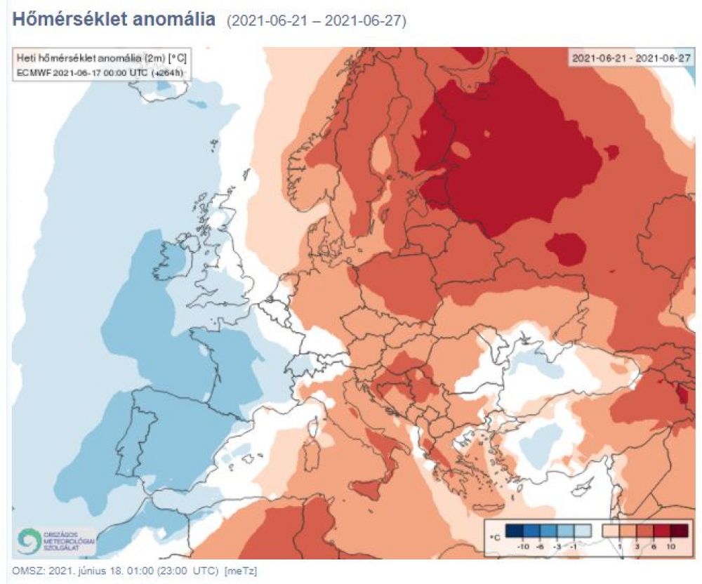 európai hőmérséklet anomális