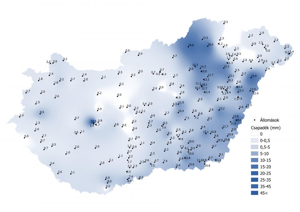A csapadékmennyiség alakulása (2021.10.10-10.17.) A PrecMet állomások adatai alapján