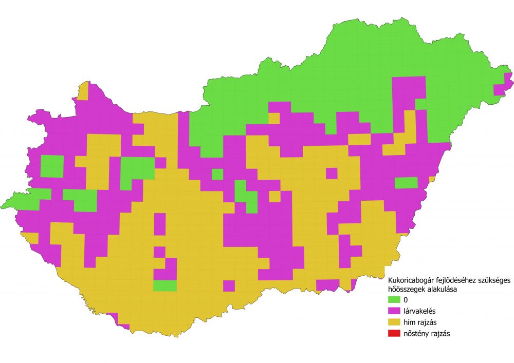 A kukoricabogár fejlődéséhez szükséges hőösszegek állása 2022.05.28.