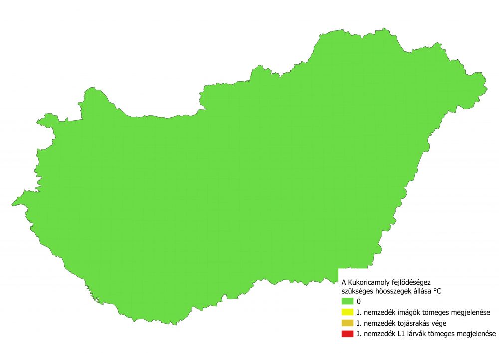 A kukoricamoly fejlődéséhez szükséges hőösszegek állása 2022.06.03.