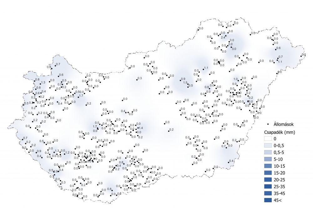A csapadékmennyiség alakulása (2022.10.09.-10.16.), a PrecMet állomások adatai alapján